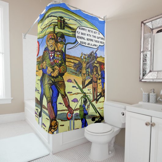 Opgenomen generaal Soldaat  Comics Douchegordijn (In situ)