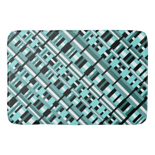 Opgenomen in Aqua, Blauwgroen, zwart-wit en diagon Badmat (Voorkant)