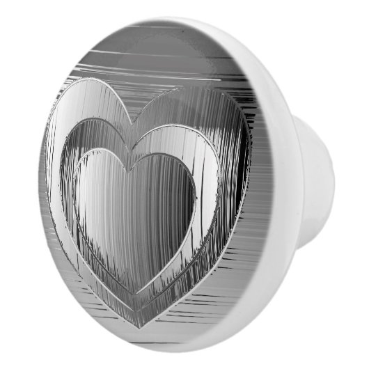 Opgepolijst Chrome Faux Metallic Heart Keramische Knop (Rechts)