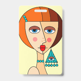 Opgepopte roodharige vrouwen mooi kubisme badge