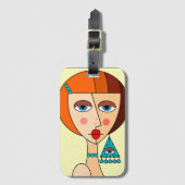 Opgepopte roodharige vrouwen mooi kubisme bagagelabel (Voorkant (verticaal))