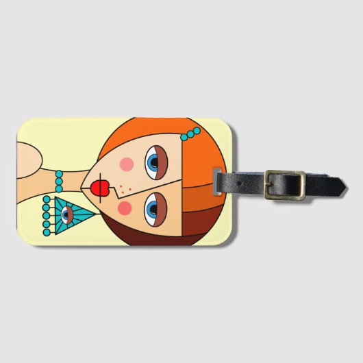 Opgepopte roodharige vrouwen mooi kubisme bagagelabel (Voorkant (horizontaal))