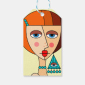 Opgepopte roodharige vrouwen mooi kubisme cadeaulabel (Achterkant)