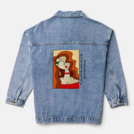 Opgepopte roodharige vrouwen mooi kubisme denim jacket