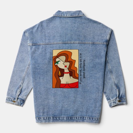 Opgepopte roodharige vrouwen mooi kubisme denim jacket (Achterkant)