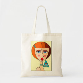 Opgepopte roodharige vrouwen mooi kubisme tote bag