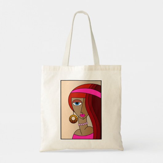 Opgepopte roodharige vrouwen mooi kubisme tote bag (Achterkant)