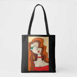 Opgepopte roodharige vrouwen mooi kubisme tote bag
