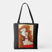 Opgepopte roodharige vrouwen mooi kubisme tote bag (Achterkant)