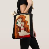 Opgepopte roodharige vrouwen mooi kubisme tote bag (Dichtbij)