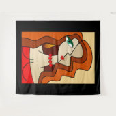 Opgepopte roodharige vrouwen mooi kubisme wandkleed (Voorkant (horizontaal))