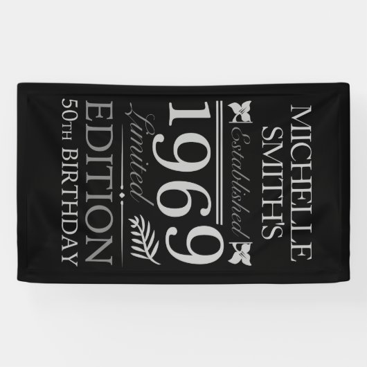 Opgericht 1969 50e verjaardag spandoek (Horizontaal)