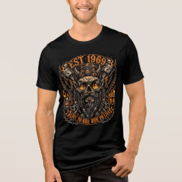 Opgericht 1969 Baardige Schedel Motorrijder Tri-Blend Shirt