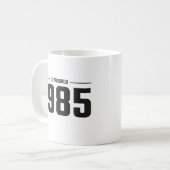 Opgericht in 1985, de Mok van de koffie (Voorkant links)