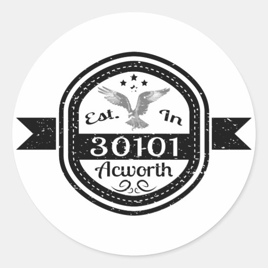 Opgericht in 30101 Acworth Ronde Sticker (Voorkant)