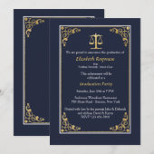 Opgericht in Gold Justice Scale Afstuderen Invites Kaart (Voorkant / Achterkant)