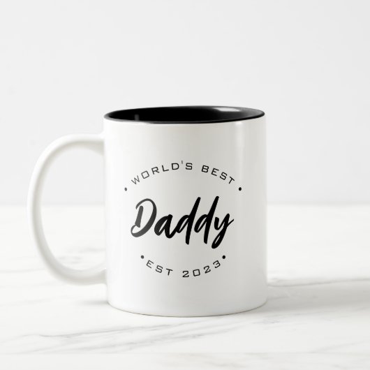  opgericht jaar World's Best Daddy Tweekleurige Koffiemok (Links)