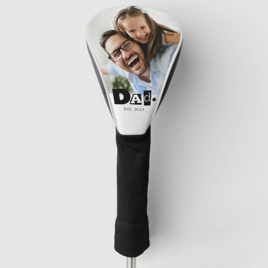 Opgerichte Jaar Vader Cadeau Met Foto Golfheadcover (Voorkant)