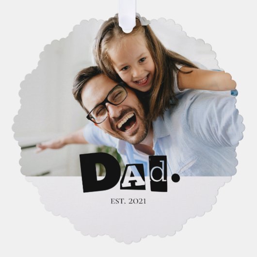 Opgerichte Vader Jaar Aangepaste Foto Kerstmis Pap Ornament Kaart (Voorkant)