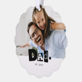 Opgerichte Vader Jaar Aangepaste Foto Kerstmis Pap Ornament Kaart (Links)