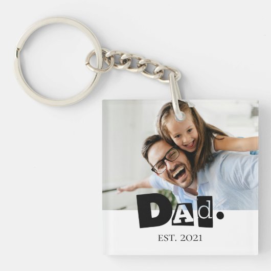Opgerichte Vader Jaar Aangepaste Foto Kerstmis Pap Sleutelhanger (voorkant)