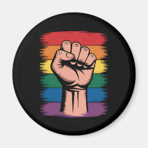 Opgerichte Vuist Trots Regenboog LGBTQ Steun Recht Magneet