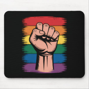 Opgerichte Vuist Trots Regenboog LGBTQ Steun Recht Muismat