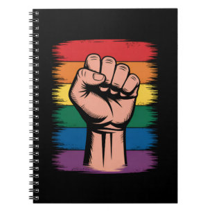 Opgerichte Vuist Trots Regenboog LGBTQ Steun Recht Notitieboek