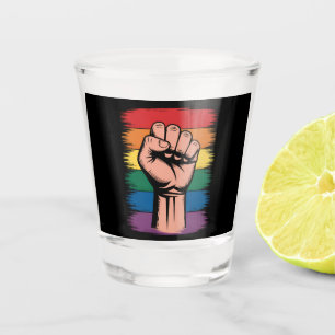 Opgerichte Vuist Trots Regenboog LGBTQ Steun Recht Shot Glas