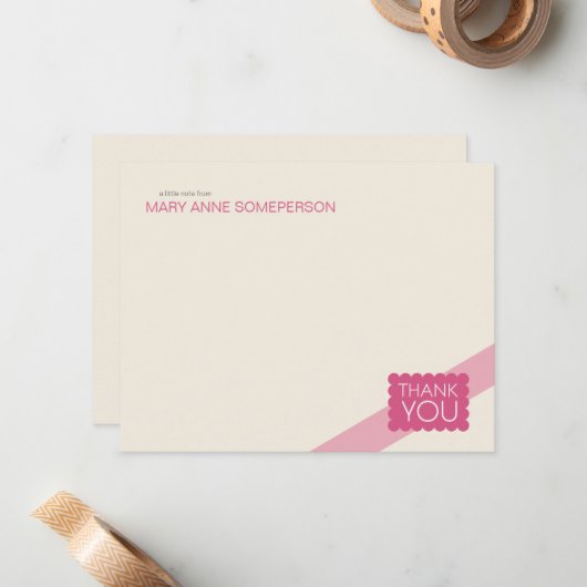 Opgeroepen warmroze | Flatte dank - Kaarten voor o Notitiekaartje (Voorkant / Achterkant in situ)