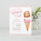 Opgerold, Ice Cream Pink & White Vrijgezellenfeest Kaart (Staand voorkant)