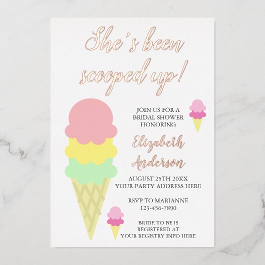 Opgerold ijpte ijsklok-bridale Shower-uitnodiging Folie Uitnodiging (Voorkant)