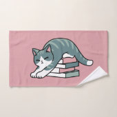 Opgerold met een boek en een kat - Gezellig Katten Bad Handdoek (Handdoek)