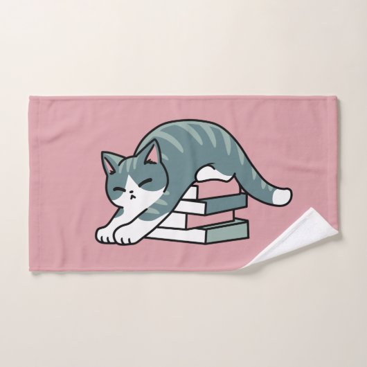 Opgerold met een boek en een kat - Gezellig Katten Bad Handdoek (Handdoek)