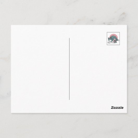 Opgerold met een boek en een kat - Gezellig Katten Briefkaart (Achterkant)