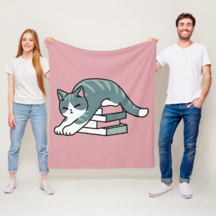 Opgerold met een boek en een kat - Gezellig Katten Fleece Deken