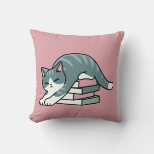 Opgerold met een boek en een kat - Gezellig Katten Kussen