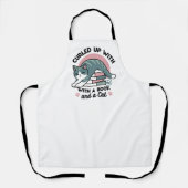 Opgerold met een boek en een kat - Gezellig Katten Schort (Voorkant)