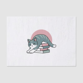 Opgerold met een boek en een kat - Gezellig Katten Tissuepapier