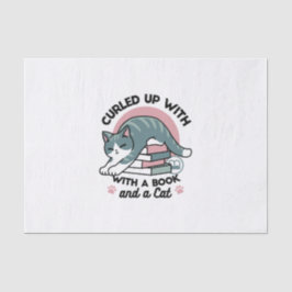 Opgerold met een boek en een kat - Gezellig Katten Tissuepapier