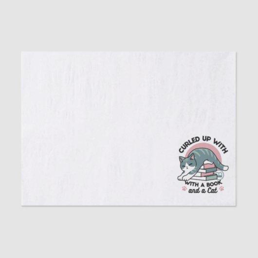 Opgerold met een boek en een kat - Gezellig Katten Tissuepapier (Voorkant)