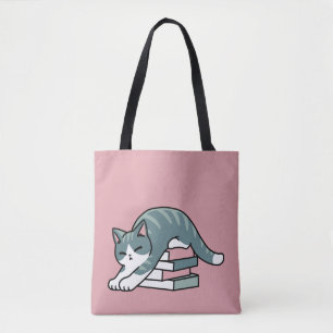 Opgerold met een boek en een kat - Gezellig Katten Tote Bag