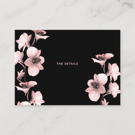 Opgerold Orchid op zwarte behuizingskaart Informatiekaartje (Voorkant)