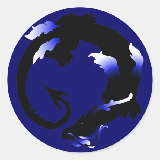 Opgerolde draak silhouet ronde sticker (Voorkant)