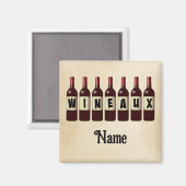 Opgerolde glazen glazen flessen Wineaux rode wijn  Magneet (Voorkant / Achterkant)