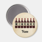 Opgerolde glazen glazen flessen Wineaux rode wijn  Magneet (Voorkant / Achterkant)