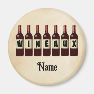 Opgerolde glazen glazen flessen Wineaux rode wijn  Magneet