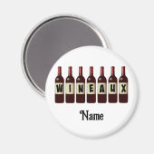 Opgerolde glazen glazen flessen Wineaux rode wijn  Magneet (Voorkant / Achterkant)