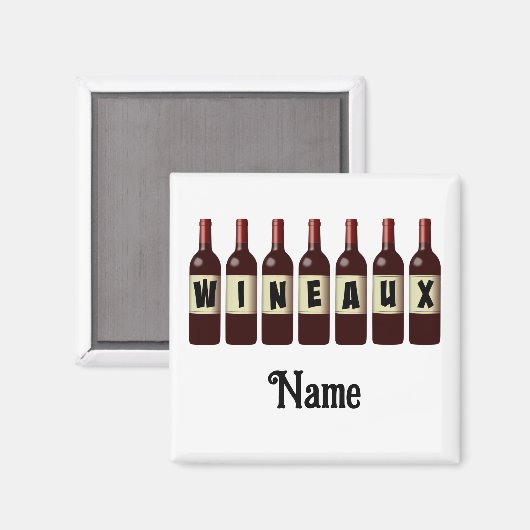 Opgerolde glazen glazen flessen Wineaux rode wijn  Magneet (Voorkant / Achterkant)