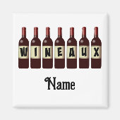 Opgerolde glazen glazen flessen Wineaux rode wijn  Magneet (Voorkant)